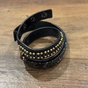 Stella & Dot Black and Gold Beaded Wrap Belt